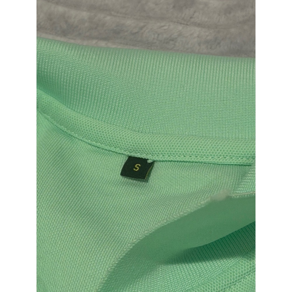 Mens Mint Green Short Sleeve Polo Shirt Pique Knit Casual Golf Top Size Small